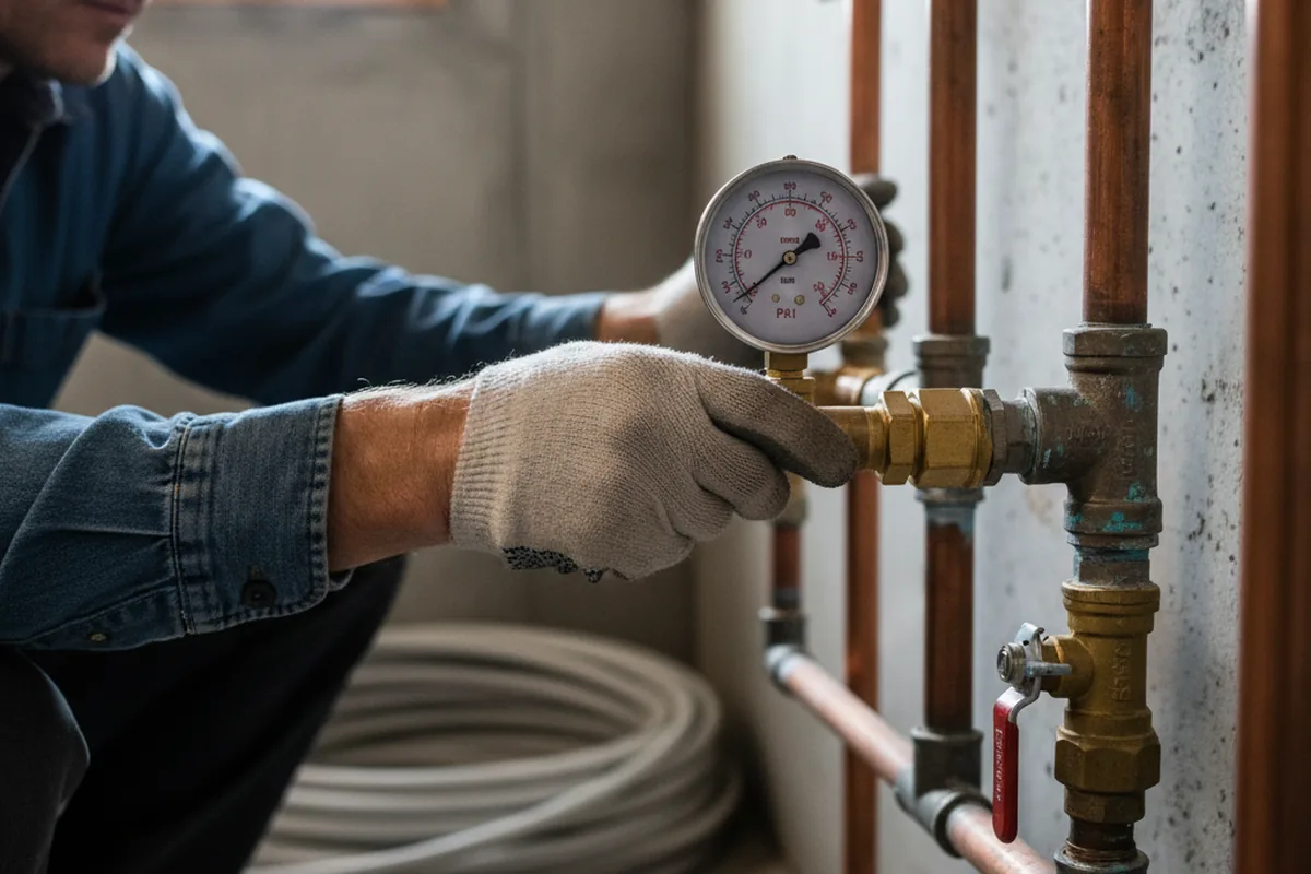 Pressure testing a repaired line during Water Line Repair in Mousie